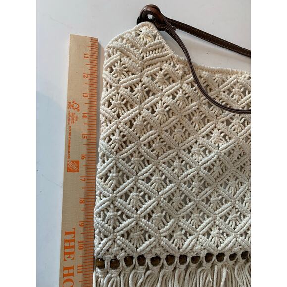 macrame crochet beaded boho shoulder bag purse 60s 70s - Picture 6 of 9
